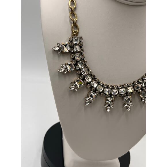 J. crew Sparkling Rhinestone Fancy Bling Statement Gold Ox Necklace - Picture 2 of 10